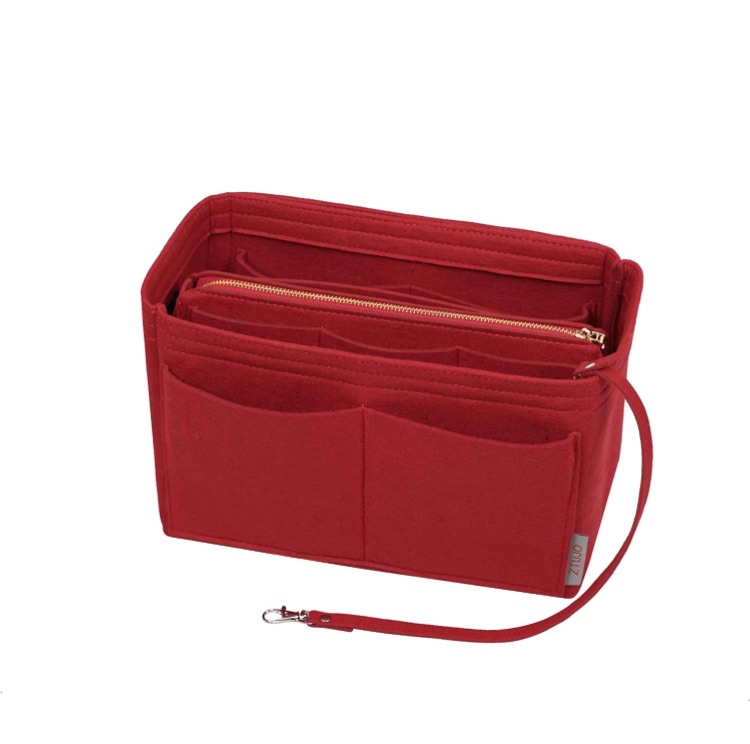 Photo 1 of Red Large Purse Organizer Insert, Felt Bag organizer with zipper, Handbag & Tote Shaper, For Speedy Neverfull Tote