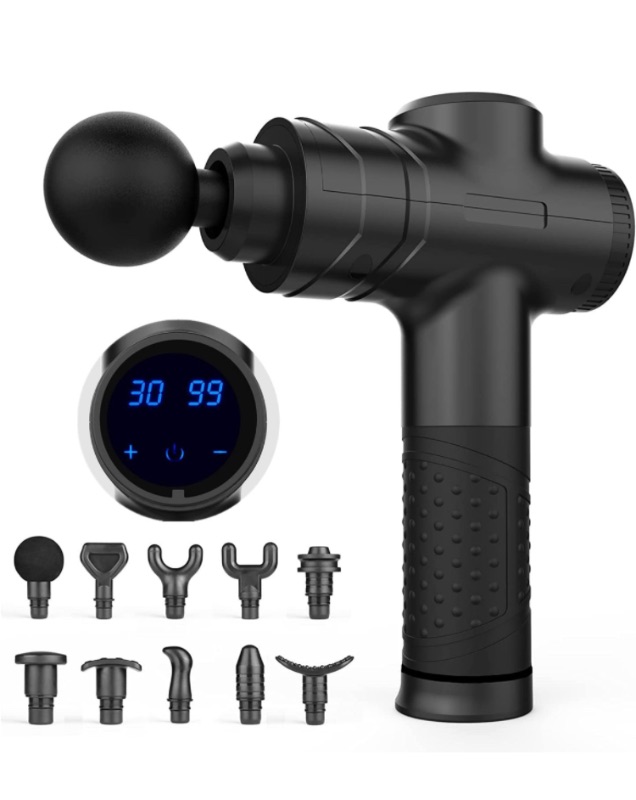 Photo 1 of Massage Gun Deep Tissue, Muscle Percussion Back Neck Head Handheld Hammer Massager for Athletes, 30 Speed Level, LED Touch Screen, Long Battery Life with 10 Heads