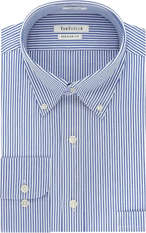 Photo 1 of Large Van Heusen Men's Dress Shirt Regular Fit Pinpoint Stripe
