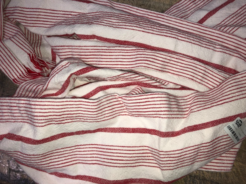 Photo 1 of 72" x 14" Cotton Scarf Stripe (Red, White)