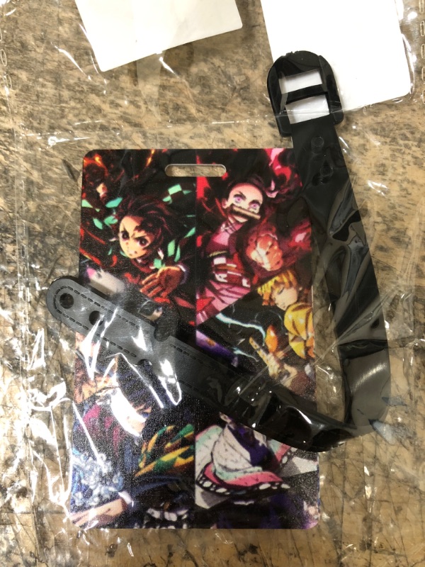 Photo 1 of Anime Luggage Tag for Suitcases Purple Travel Baggage Identifiers Name ID Card Label with Detachable Wrist Strap One Size Anime Suitcase Tag (Demon Slayer)