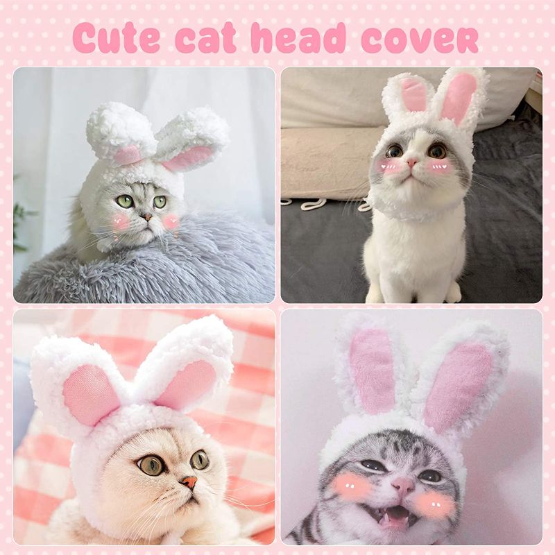 Photo 1 of Cute Costume Bunny Rabbit Hat with Ears for Cats & Small Dogs Party Costume Halloween Accessory Headwear