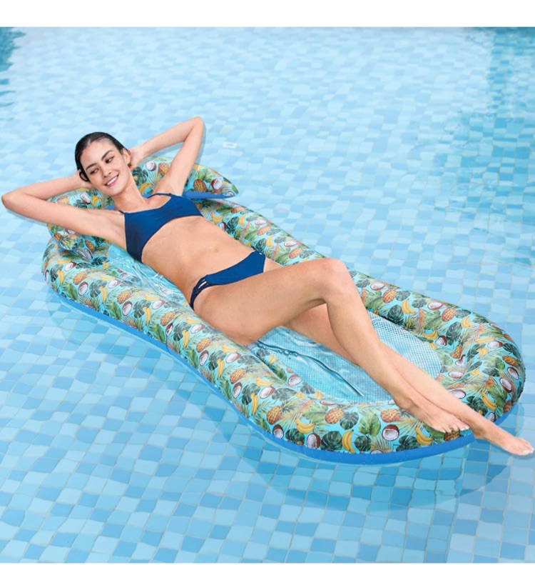 Photo 1 of Adults Inflatable Water Pool Floats with Headrest, Summer Portable Soft Swimming Chair Pool Hammock Floaties Pool Floating Lounge Bed for Pool, Beach, Lake