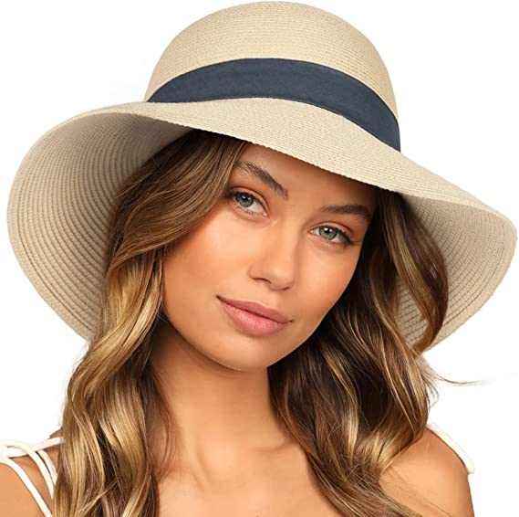 Photo 1 of size medium/large FURTALK Sun Hats for Women Wide Brim Straw Hat Beach Hat UPF UV Foldable Packable Cap for Travel
