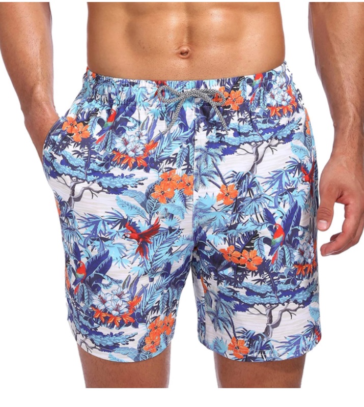 Photo 1 of size medium Biwisy Mens Swim Trunks Quick Dry Beach Shorts Mesh Lining Swimwear Bathing Suits with Pockets