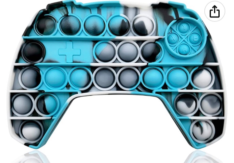 Photo 1 of 2 of- HooYiiok Push Pop Game Controller It Pop Fidget Toy, Anxiety and Stress Relief Video Game Pop for Boys, Gamepad Pop Fidget Popper Suitable for ADHD, Autism Toys for Boys and Girls (Blue Black White)