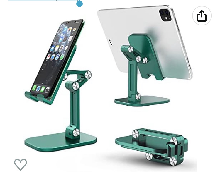 Photo 1 of KUAW Cell Phone Stand, Angle Height Adjustable Phone Stand for Desk, Thick Case Friendly Phone Holder Stand for Desk, iPhone/Ipad/All Mobile Phones,Foldable Cell Phone Stand (Green)