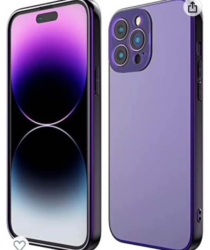 Photo 1 of DDJ Metallic Color iPhone 14 Pro Max Case, Full Camera Lens Raised Reinforced Corners Protection, Luxury Plating Soft Edge Bumper Frosted Hard Back Thin Cover for iPhone 14 Pro Max 6.7" - Light Purple