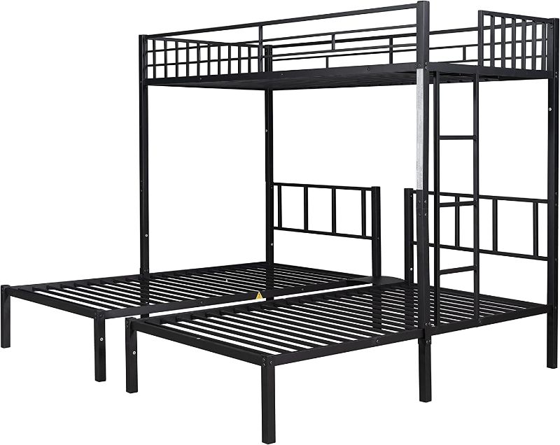 Photo 1 of ***PARTS ONLY*** MOEO Metal Twin Over Twin Over Twin Triple Bunk Bed, Can Be Separated into 3 TwinBeds Frame with Full Length Guardrail for Kids, Teens, Bedroom, No Box Spring Needed, White