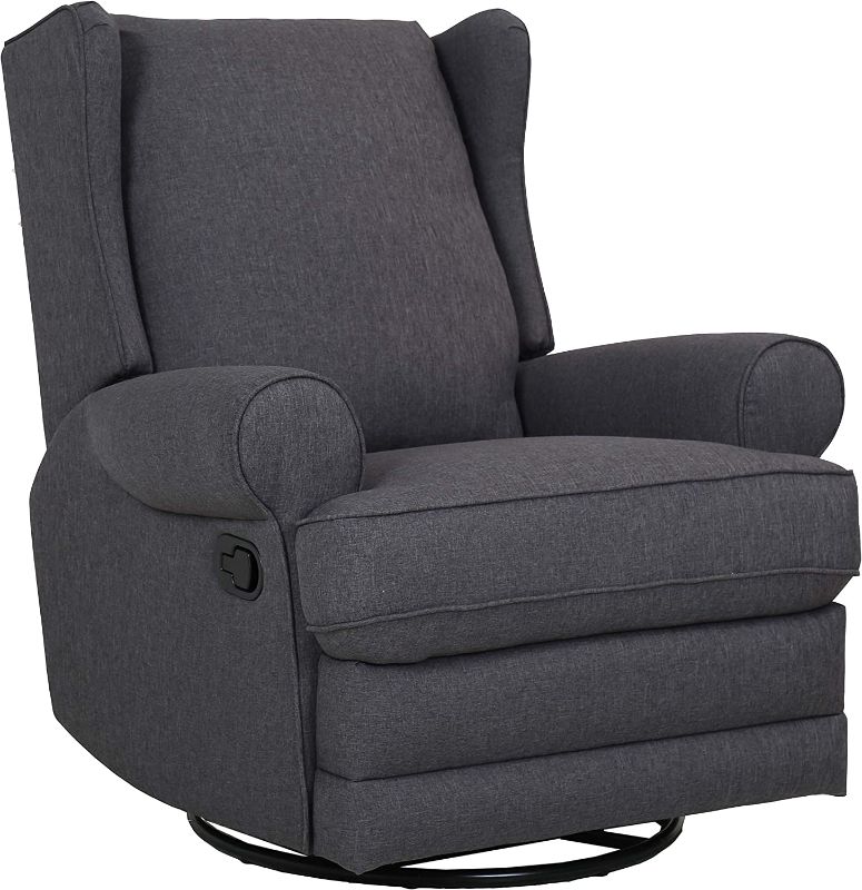 Photo 1 of Amazon Brand – Ravenna Home Manning Upholstered Swivel Glider Recliner, 34.6"W, Smoke Grey
