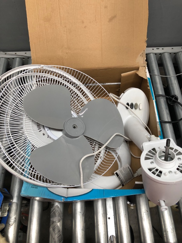 Photo 1 of 16 in. White Oscillating Table Fan with Adjustable Tilt