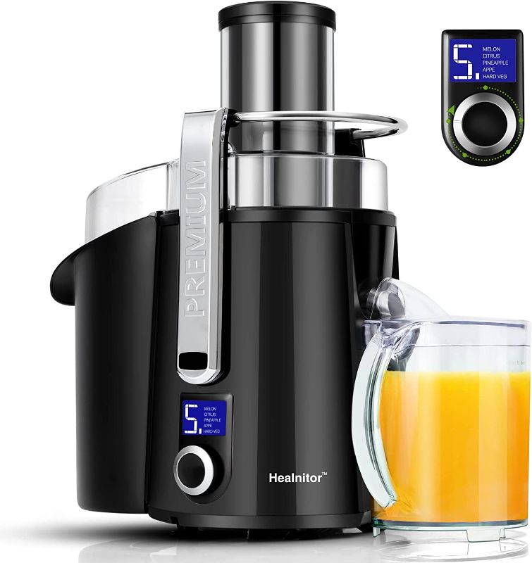 Photo 1 of 1000W 5-SPEED LCD Screen Centrifugal Juicer Machines Vegetable and Fruit, Healnitor Juice Extractor with Big Adjustable 3" Big Mouth, Easy Clean, BPA-Free, High Juice Yield, Black
