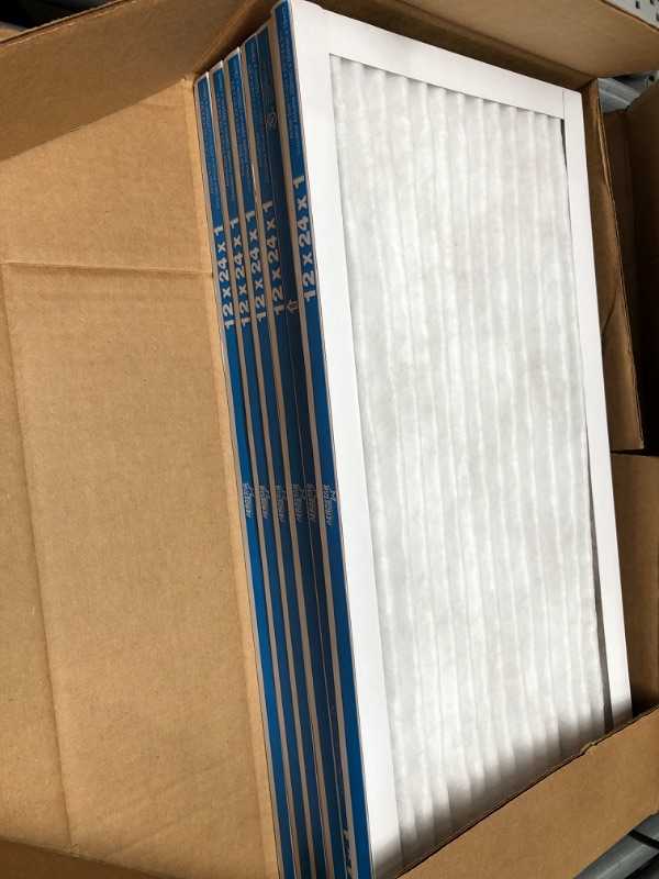 Photo 2 of Aerostar 12x24x1 MERV 11 Pleated Air Filter, AC Furnace Air Filter, 6 Pack (Actual Size: 11 3/4" x 23 3/4" x 3/4")
