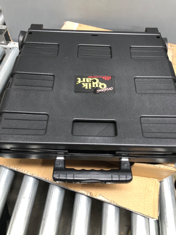 Photo 1 of DAMAGE 
dbest products Quik Cart Collapsible Rolling Crate on Wheels for Teachers Tote Basket 80 lbs Capacity, Made from Heavy Duty Plastic and Used as a Seat, Canary
