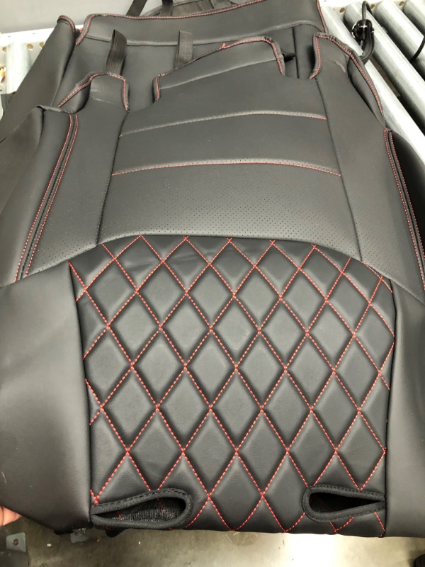 Photo 1 of PTYYDS Fit 2014-2021 Toyota Tundra Extended and Double Cab Seat Covers Full Set Car Seat Protectors for Toyota Tundra Accessories (Fits 2014-2021 Extended&Double Cab, Black+Red)
