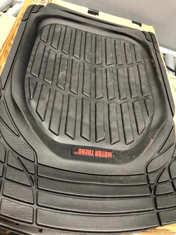 Photo 2 of Motor Trend 923-BK Black FlexTough Contour Liners-Deep Dish Heavy Duty Rubber Floor Mats for Car SUV Truck and Van-All Weather Protection Trim to Fit Most Vehicles