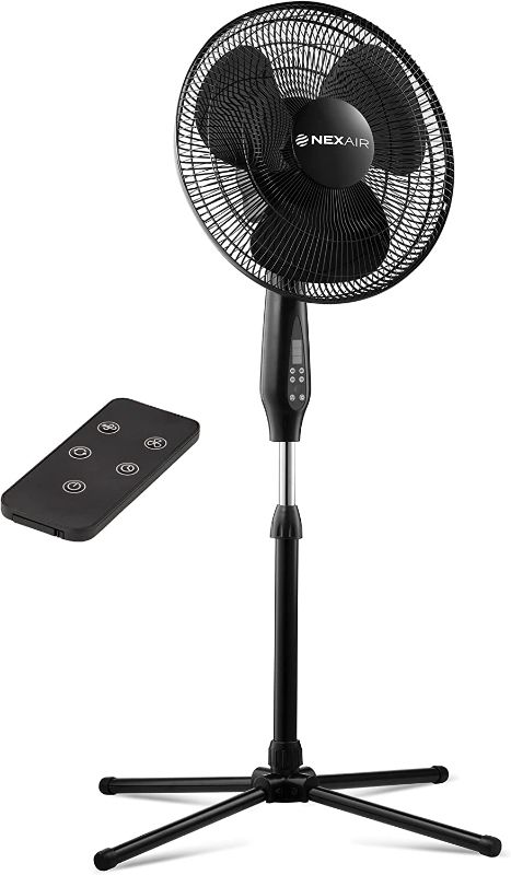 Photo 1 of Nexair Oscillating 16 Inch Pedestal Stand Up Fan, Quiet Operating Room Fan With Remote Control, 3 Speed Stand Fan for Bedroom, with Adjustable Height, Standing Fan Great For Office & Living Room…
