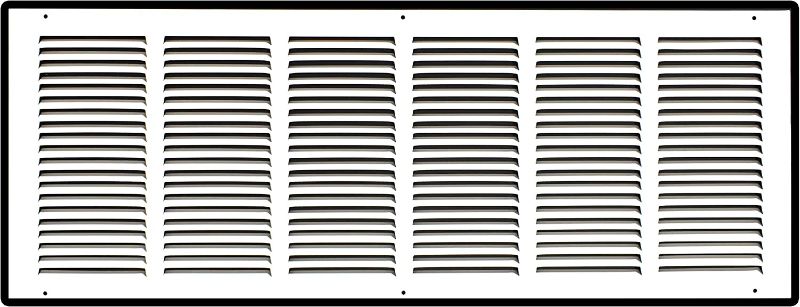 Photo 1 of 30"W x 10"H [Duct Opening Measurements] Steel Return Air Grille | Vent Cover Grill for Sidewall and Ceiling, White | Outer Dimensions: 31.75"W X 11.75"H for 30x10 Duct Opening
