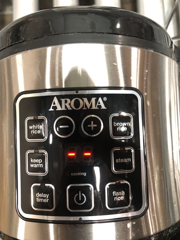 Photo 1 of Aroma Digital Rice Cooker and Food Steamer, Silver, 8 Cup