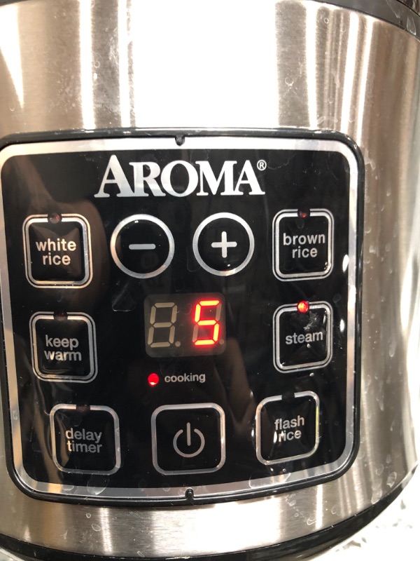 Photo 3 of Aroma Digital Rice Cooker and Food Steamer, Silver, 8 Cup