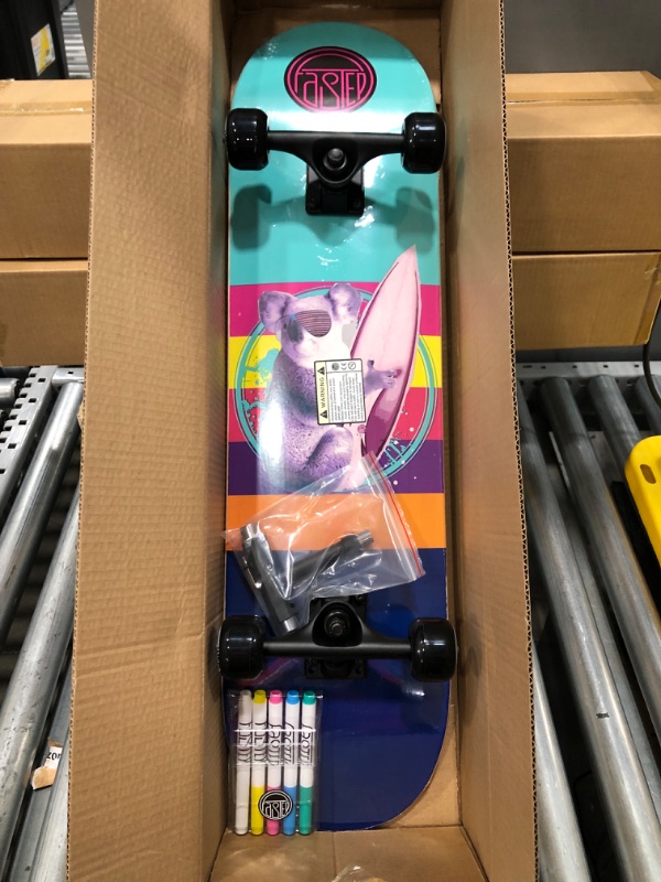 Photo 1 of Fastep 31 inch Complete Skateboard for Kids, Teens, Adults Beginners | with Extra 1 pcs Skate Tool and 5 pcs Colour Pens | Available to Custom Your Skate Board
