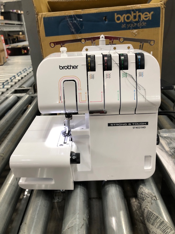 Photo 2 of Brother ST4031HD Serger, Strong & Tough Serger, 1,300 Stitches Per Minute, Durable Metal Frame Overlock Machine, Large Extension Table, 3 Included Accessory Feet
