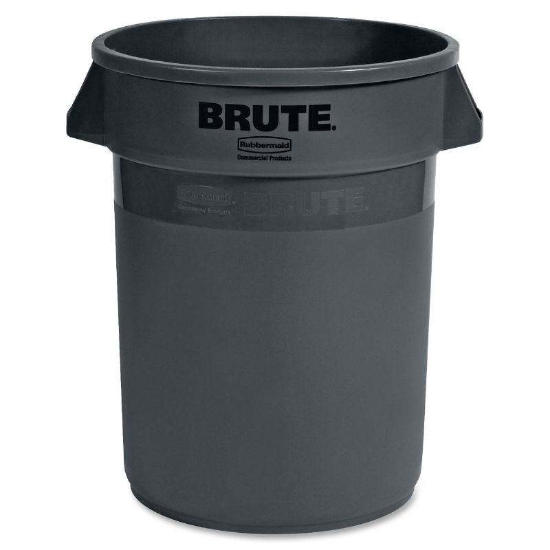 Photo 1 of 32 Gal. Polyethylene Round Trash Can, Gray
