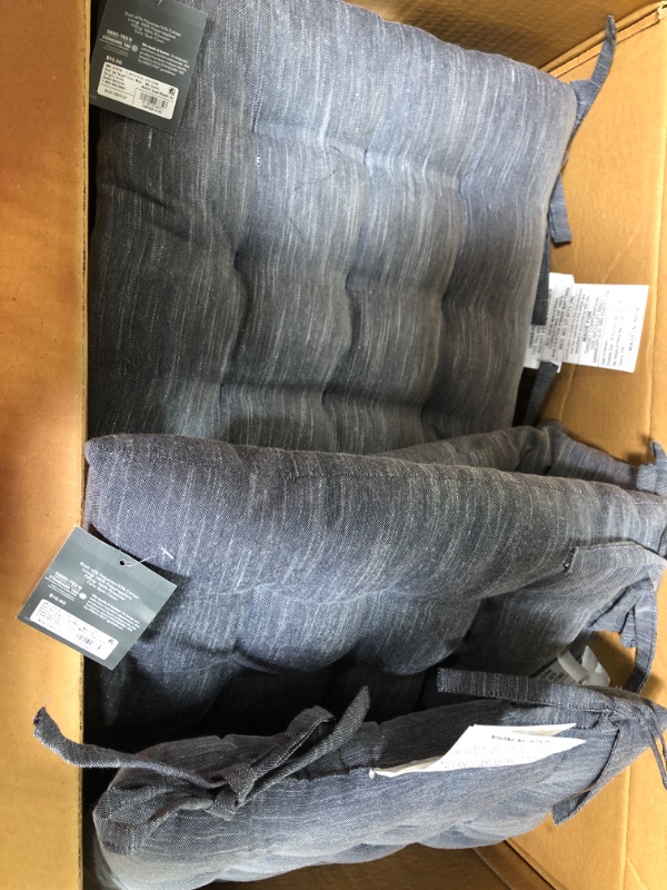 Photo 2 of 5 Pack Chambray Stripe Chair Pad Gray - Threshold™
