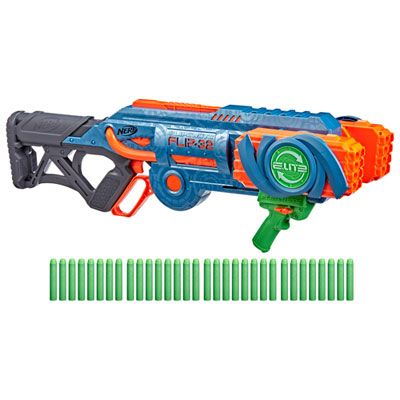 Photo 1 of NERF Elite 2.0 Flipshots Flip-32 Blaster Rotating Dart Barrels 16-Dart Capacity Includes 32 Elite Darts
