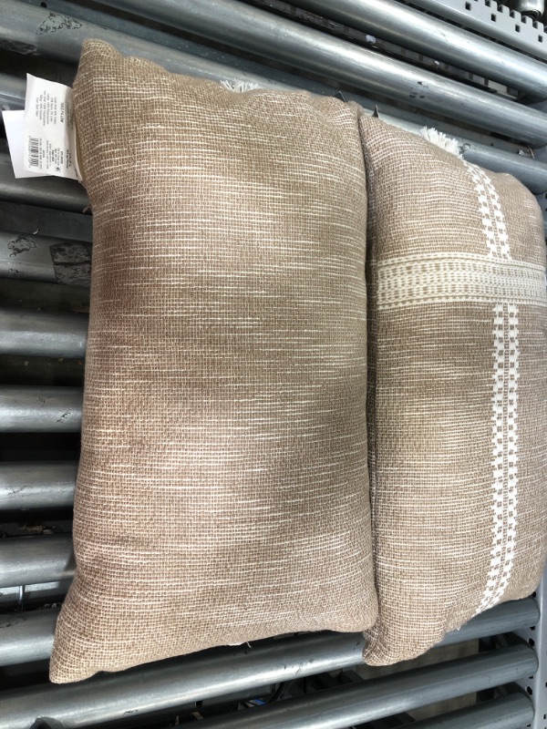 Photo 2 of 2 Pack Oversized Textured Striped Throw Pillow Neutral/Cream - Threshold™ designed with Studio McGee