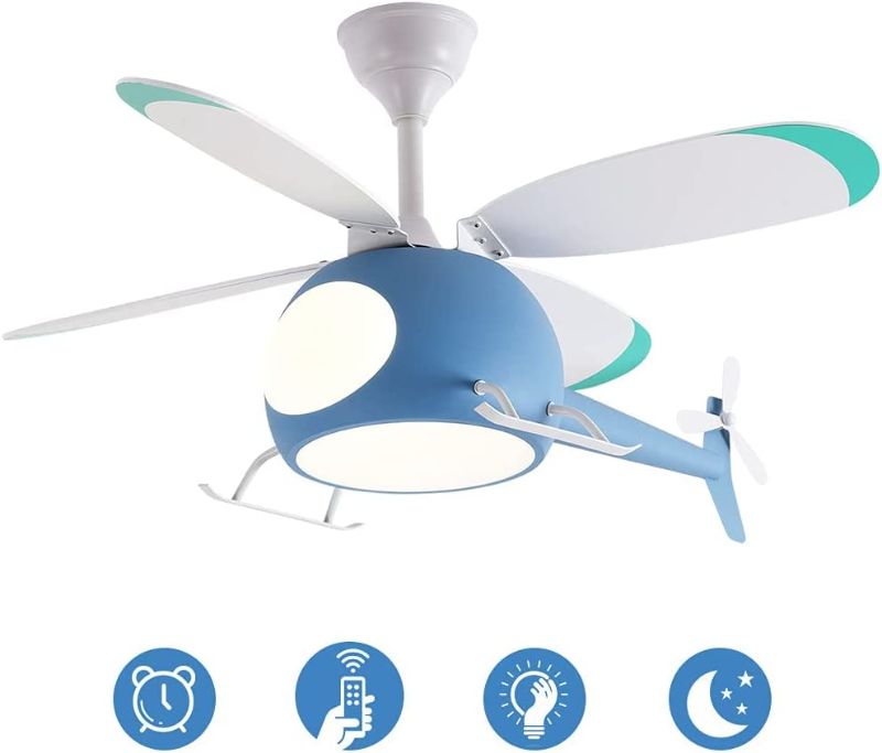 Photo 1 of Baoshilai 42 Inch Children's ceiling fan with lights, kids bedroom fan,Blue.
