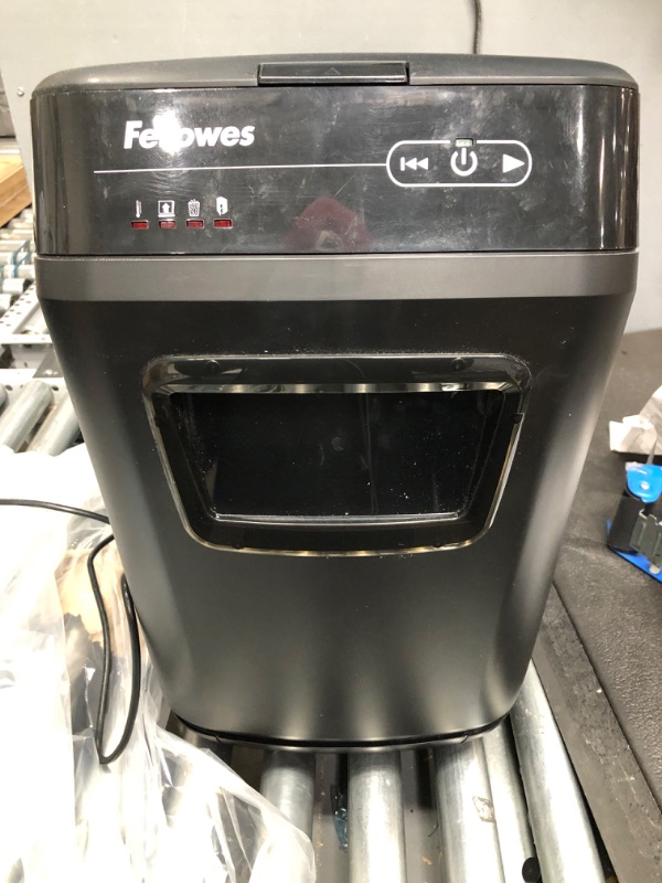 Photo 2 of Fellowes AutoMax 150C 150-Sheet Cross-Cut Auto Feed Shredder with Jam Protection for Hands-Free Shredding (4680001). 