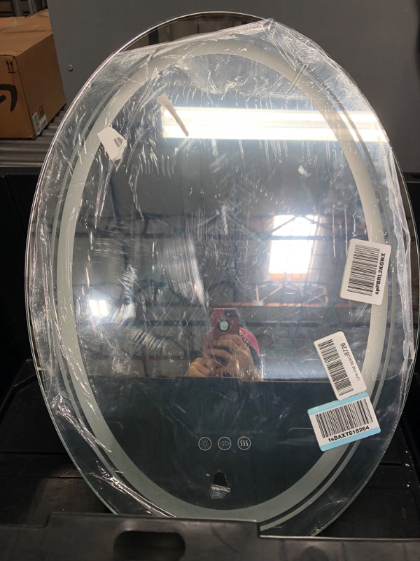 Photo 1 of 20 in. W x 28 in. H Large Oval Frameless Anti-Fog Wall Dimmable Backlit Dual LED Bathroom Vanity Mirror Makeup Shaving.
