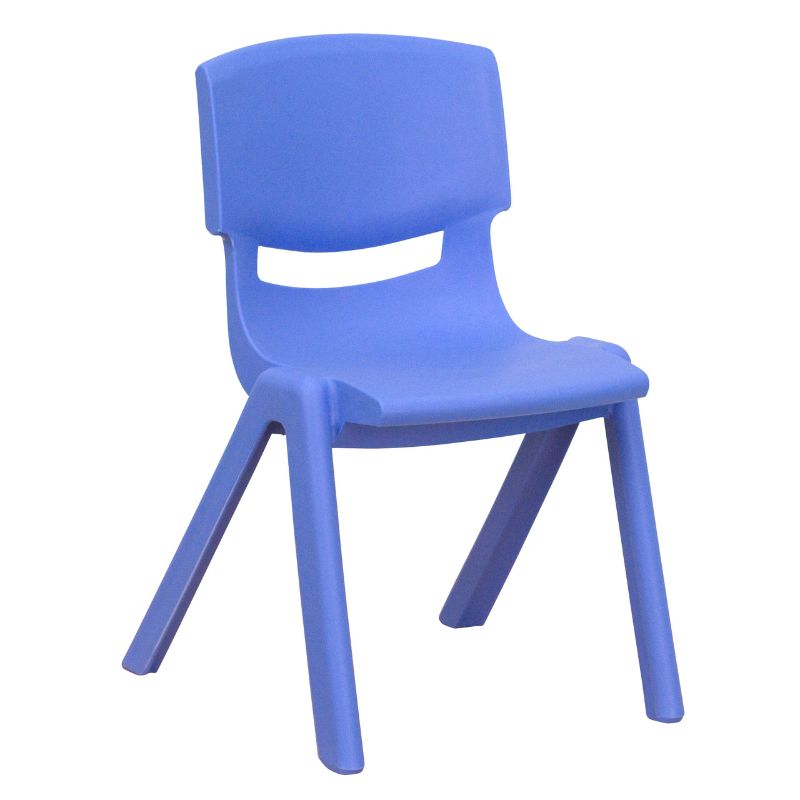 Photo 1 of 6 Pack Advantage Blue Plastic Stackable School Chair with 12'' Seat Height [YU-YCX-001-BLUE-GG]
