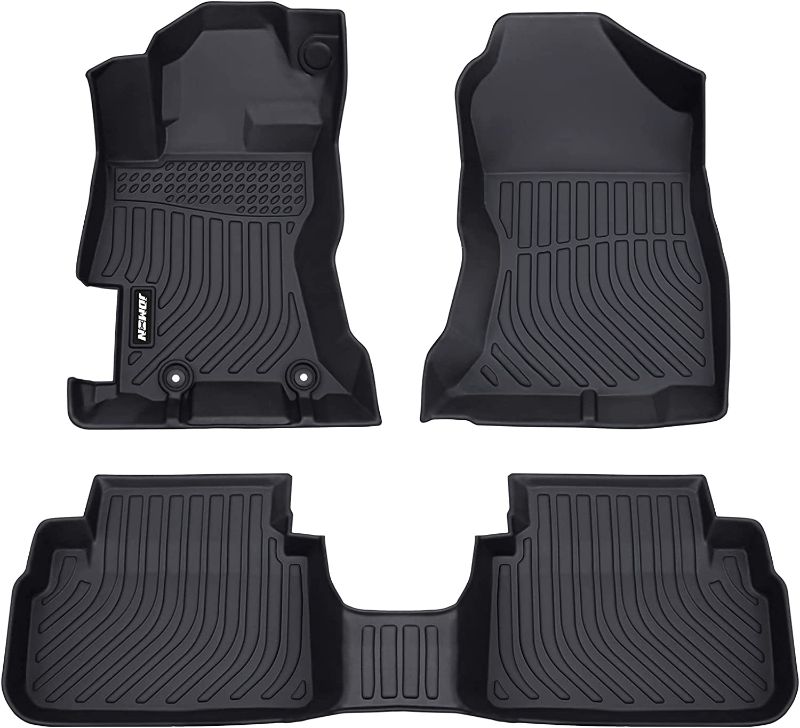 Photo 1 of JDMON All Weather Floor Mats Compatible with 2018-2023 Subaru Crosstrek / 2017-2023 Subaru Impreza, 2 Row Front & Rear Custom Fit TPE Car Floor Liner Black