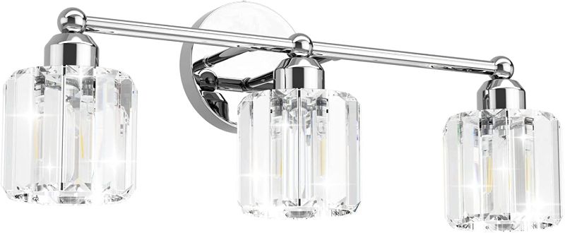 Photo 1 of 
Ralbay Crystal Vanity Lights Fixture 3 Lights Modern Crystal Stainless Steel Chrome Bath Wall Vanity Lights Over Mirror Crystal Lighting