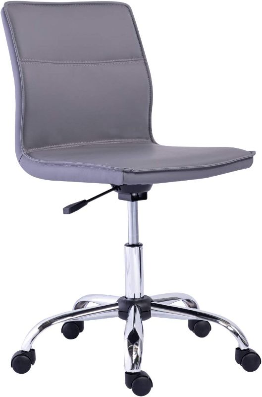 Photo 1 of Amazon Basics Modern Armless Office Desk Chair - Height Adjustable, 360-Degree Swivel, 275Lb Capacity - Gray/Chrome
