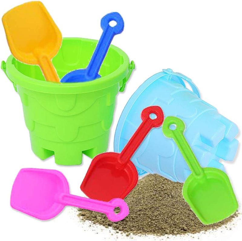 Photo 1 of (X2) 6 PCS Kids Beach Toys Set,Including 2 PCS Sand Buckets and 54Colors Sand Shovels,Beach Sand Pail and Shovel Setfor Boys and Girls
