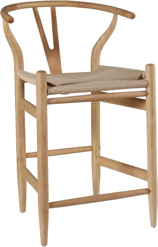 Photo 1 of Amazon Brand – Stone & Beam Wishbone Counter-Height Barstool, 35.5"H, Birch Wood, Natural / Natural
