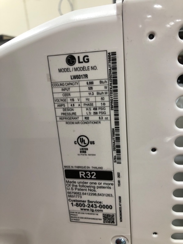 Photo 4 of 6,000 BTU 115V Window Air Conditioner with Remote Control - LG LW6017R
