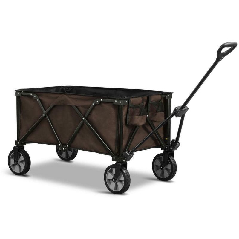 Photo 1 of 4.9 cu. ft. Fabric Collapsible and Portable Folding Garden Cart Outdoor Garden Camping Wagon (Brown)
