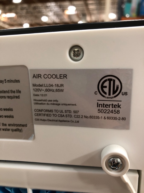 Photo 1 of AGILLY 3-in-1 Evaporative Air Cooler, 3 Wind Speeds, 60°Oscillation Swamp Cooler, 12H Timer, Remote Control & LED Screen, Portable Air Conditioner Fan for Small Room Home & Office, White 