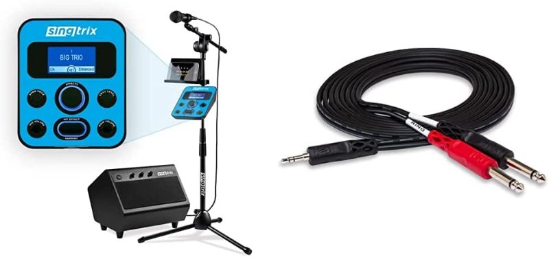 Photo 1 of Singtrix Party Bundle on SharkTank & Kardashians, Karaoke Machine Transforms Your Voice & Hosa CMP-159 3.5 mm TRS to Dual 1/4" TS Stereo Breakout Cable, 10 Feet
