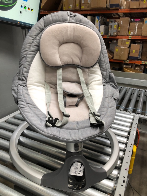 Photo 2 of Baby Swings for Infants, 5 Speed Bluetooth Baby Bouncer with 3 Seat Positions & Built-in 12 Music & 3 Timer Settings & 5-Point Harness & Remote Control, Touch Screen Chair for 5-20 lb, 0-9 Months
