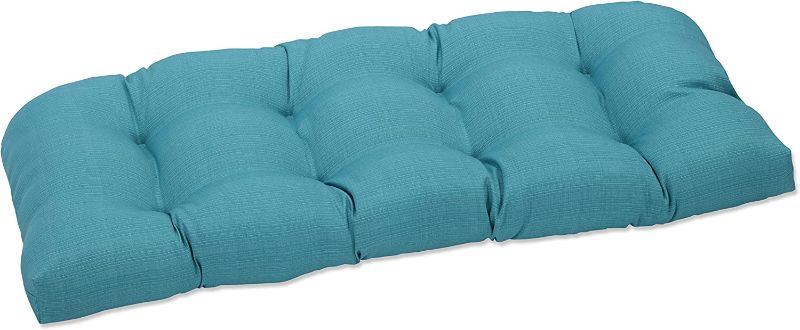 Photo 1 of *SIMIALR TO STOCK PHOTO**- Pillow Perfect 507095 Outdoor/Indoor Forsyth -Pool Tufted Loveseat Cushion, 44" x 19", Turquoise
