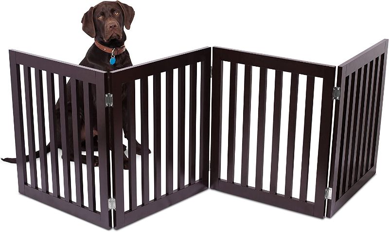 Photo 1 of BIRDROCK Home Traditional Pet Gate - 4 Panel - 24 Inch Step Over Fence - Free Standing Folding Z Shape Indoor Doorway Hall Stairs Dog Puppy Gate - Fully...
