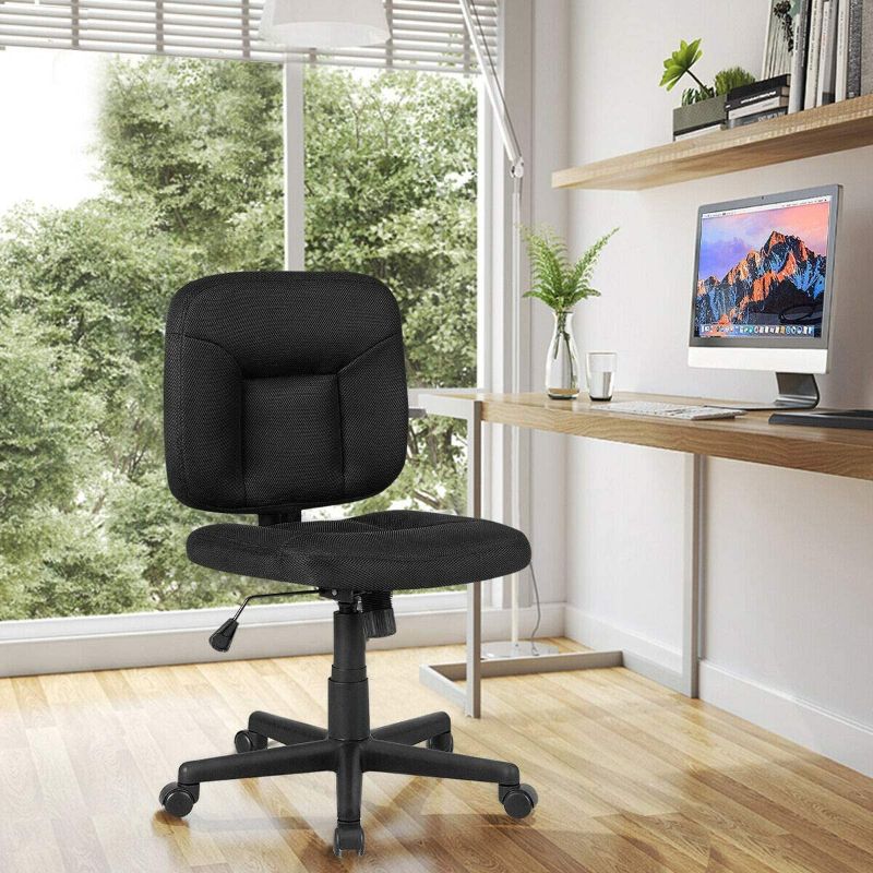 Photo 1 of MIDDOW 25"×24"×33"-37" Office Chair, Adjustable Ergonomic Swivel Computer Desk Chair, Armless Desk Chair w/Lumbar Support, Padded Seat Low-Back Task Chair for Home Office
