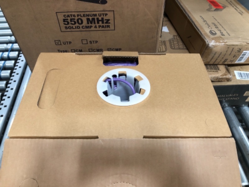 Photo 2 of 550MHZ CAT6 Plenum Cable 1000ft Blue, 23AWG 4Pair, Solid Network Cable Unshielded Twisted Pair (UTP), Available in Blue, White, Yellow, Gray, Purple, Green & Black (Purple)
