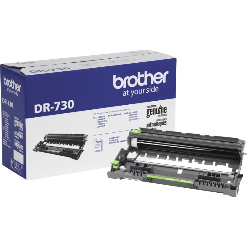 Photo 1 of Brother Genuine-Drum Unit, DR730, Seamless Integration, Yields Up to 12,000 Pages, Black (-Drum unit, NOT toner)
