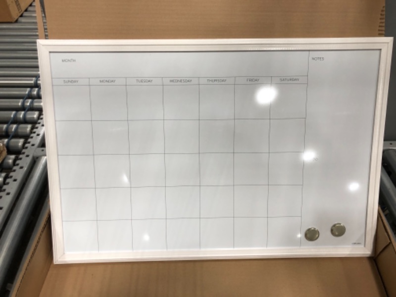 Photo 2 of U Brands Magnetic Dry Erase Calendar Whiteboard, 30" x 20", White Decor Frame (2075U00-01)